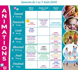 Camping Club Mahana : Planing Animation 1 7 Aout 2020