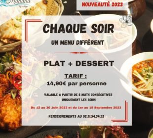 Camping Club Mahana : Menu Du Soir Pop Up