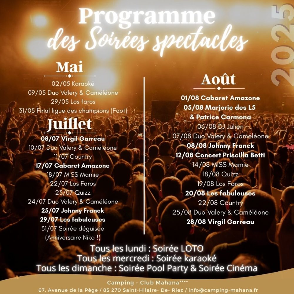 Club Mahana 2023 evening show program