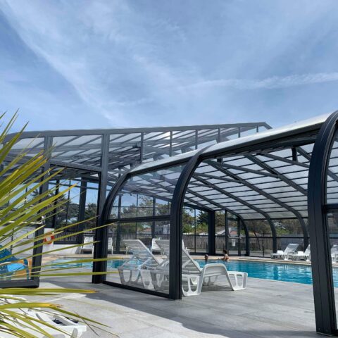 The campsite has a water park with a heated indoor swimming pool.